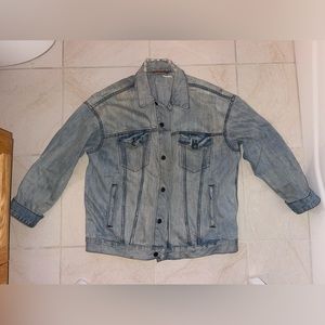 Free people distressed denim jacket size M/L